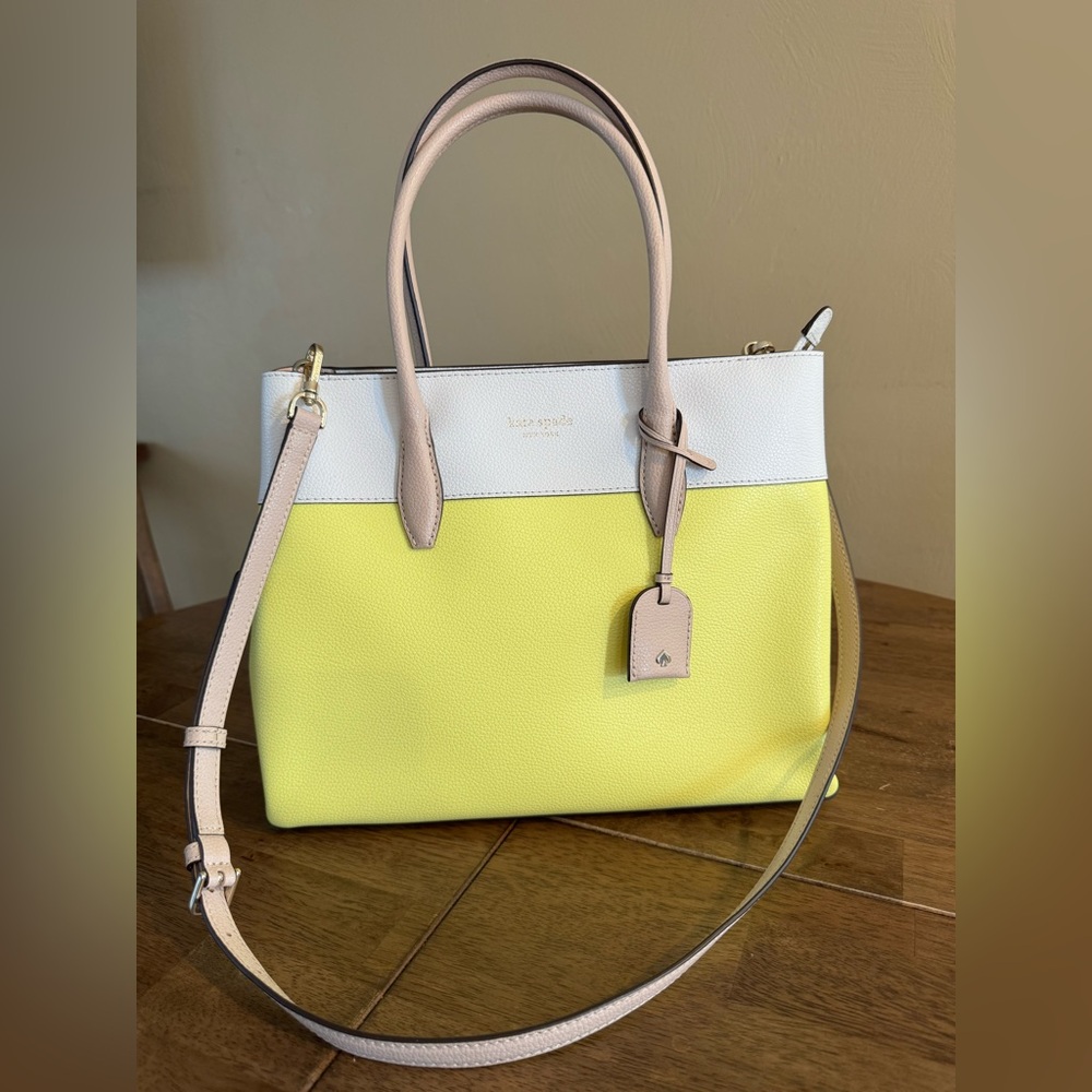 Kate Spade Yellow and White Satchel